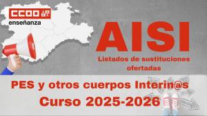 AISI 1. PES y otros cuerpos. Listado de sustituciones. Curso 2025/26