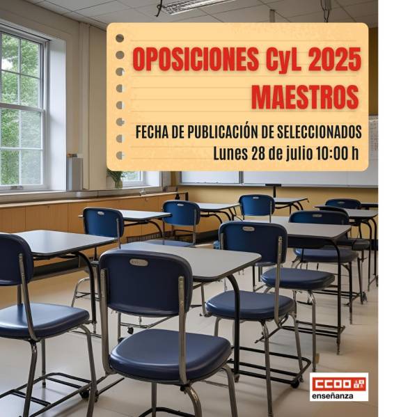 Oposiciones Maestros 2025 CyL. Fecha de publicación de seleccionados