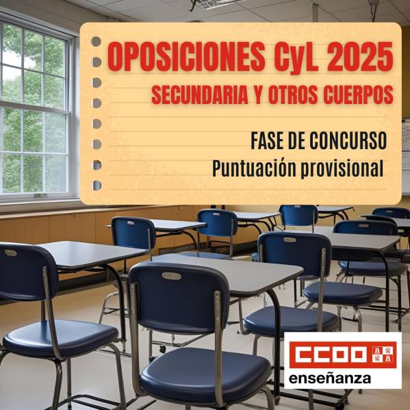 Oposiciones Secundaria y otros cuerpos 2025 CyL. Fase de concurso. Puntuación provisional