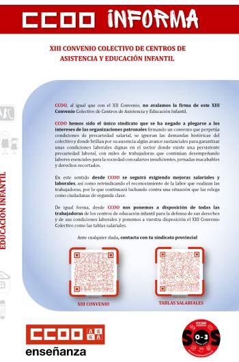 CCOO Informa: XIII Convenio Colectivo de Centros de asistencia y educación infantil