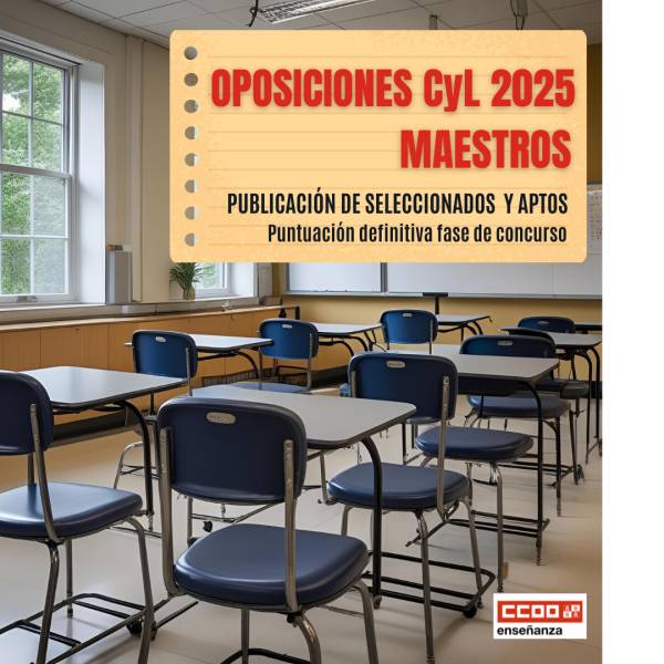 Oposiciones Maestros 2025 CyL. Seleccionados. Puntuación definitiva fase de concurso. Seleccionados y aptos