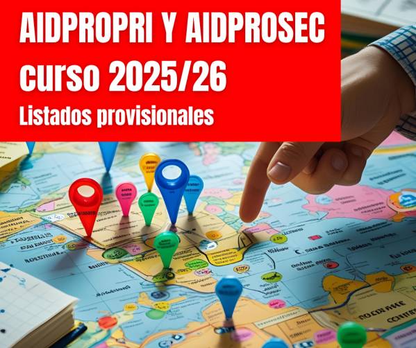 AIDPROPRI Y AICPROSEC. Curso 2025/26. Listados provisionales