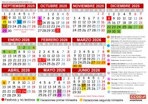 Calendario escolar. Curso 2025-2026