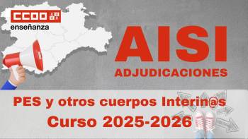 AISI 1. Interinos PES y otros cuerpos. Adjudicación. Curso 2025/26