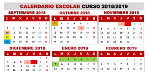 Calendario escolar 2018/2019