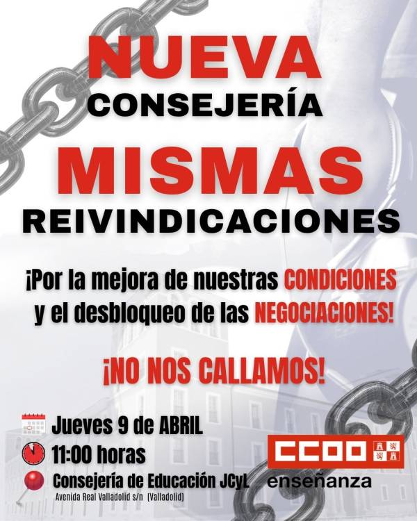 CCOO exige el desbloqueo inmediato de las negociaciones en Educación en Castilla y León