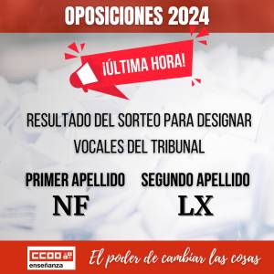 Oposiciones CyL 2024. Resultado del sorteo público para determinar el orden de designación de los tribunales. Todos los cuerpos
