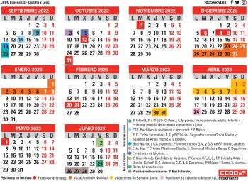 Calendario escolar CyL. Curso 2022/23
