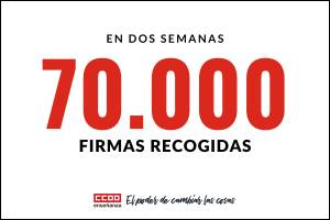 CCOO lleva recogidas, en apenas 2 semanas, 70.000 firmas por el grupo A1 y la subida de nivel de todos los cuerpos docentes