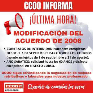 Modificación parcial del Acuerdo de 19 de mayo de 2006