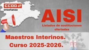 AISI 1. Maestros interinos. Listados sustituciones ofertadas. Curso 2025/26