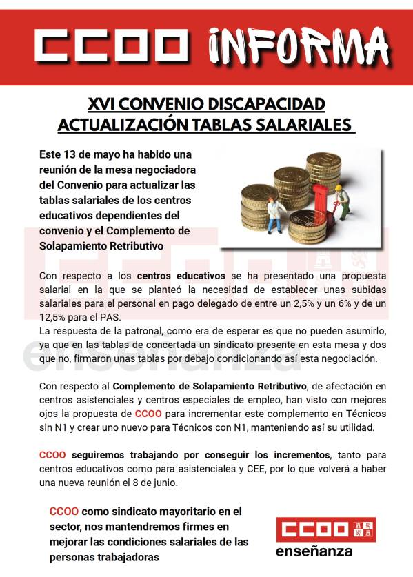Reunión de la Mesa Negociadora: tablas salariales de centros educativos y complemento de solapamiento retributivo
