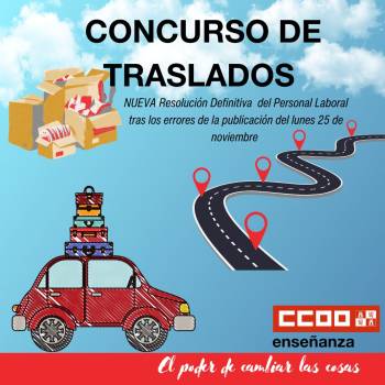 Concurso de traslados. Personal Laboral. Nueva resolución definitiva