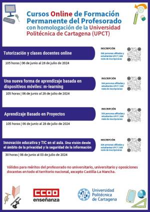 Cursos homologados de formación permanente del profesorado en colaboración con la UPCT