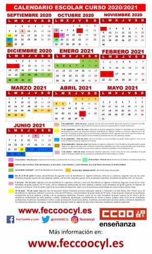 Calendario escolar. Curso 2020-2021