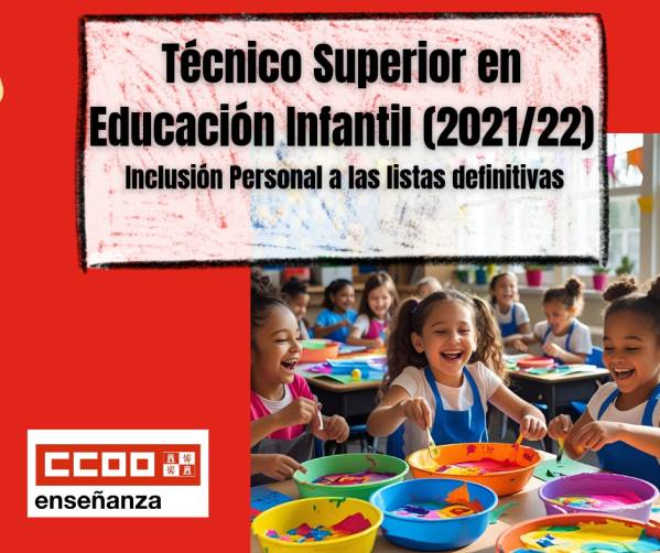 Técnico-a Superior en Educación Infantil (2021/22). Inclusión de personas  en el Listado Definitivo de Admitidos.