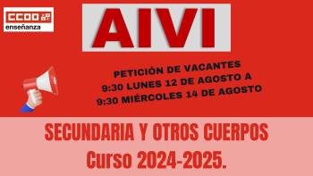 Interinos PES y otros cuerpos: Curso 2024-2025. AIVI. Vacantes