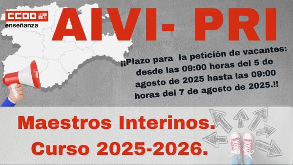 Maestros interinos: Curso 2025/2026. AIVI. Vacantes