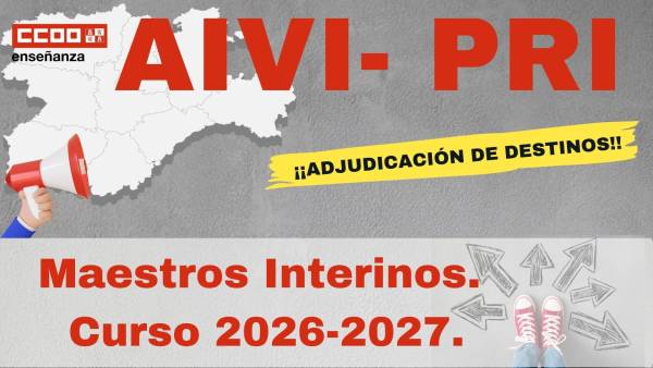 AIVI Maestros. Adjudicación de destinos. Curso 2026-27
