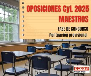Oposiciones 2025 CyL. Maestros. Puntuación provisional de la fase de concurso