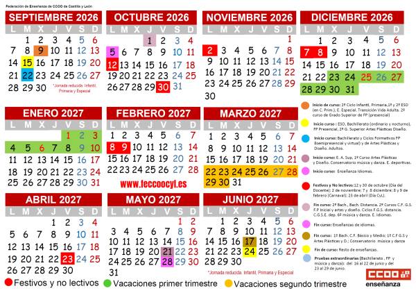Calendario escolar Curso 2026-2027