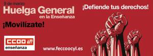 CCOO de Castilla y León llama a la participación en la huelga general de educación