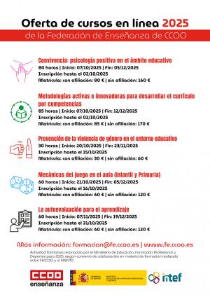 Cursos en línea con inicio en octubre. Federación de Enseñanza CCOO