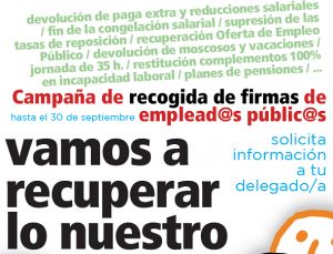 CCOO continúa hasta el 30 de septiembre con la campaña para recuperar lo recortado en el sector público