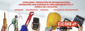 Enfermero, Fisioterapeuta, Cocinero, Educador de Discapacitados: Concurso-Oposición de Estabilización:  Aspirantes que superan el proceso selectivo y oferta de vacantes
