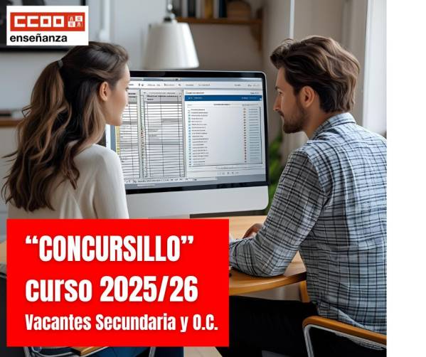 "Concursillo" Curso 2025/26. Vacantes. Secundaria y otros cuerpos