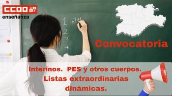 Interinos. PES y otros cuerpos. Listas extraordinarias dinámicas. Curso 25 / 26. Convocatoria