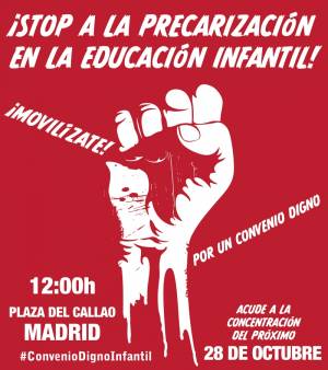 CCOO convoca una concentración en Madrid el 28 de octubre para exigir mejores condiciones laborales para trabajadoras y trabajadores del primer ciclo de Infantil