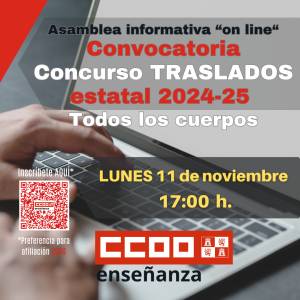 Asamblea informativa &quot;on line&quot;. Convocatoria Concurso de Traslados