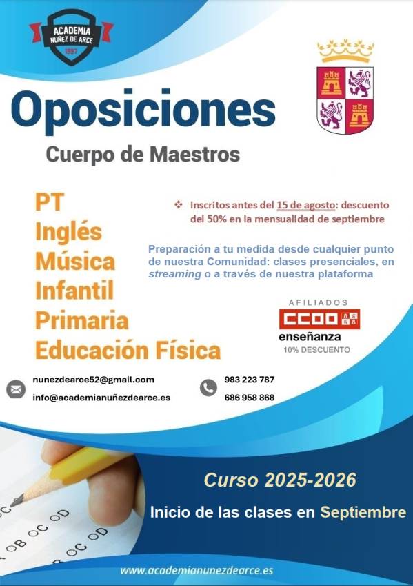 Preparación de Oposiciones 2025-2026 en la Academia Núñez de Arce