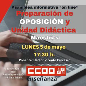 Asamblea informativa &quot;on line&quot;. Preparación de oposición y Unidad Didáctica. Maestros