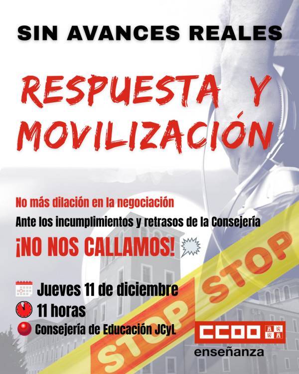 CCOO se concentra ante la falta de avances reales en la negociación derivada del Acuerdo de 22 de septiembre de 2025