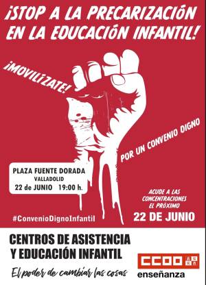 CCOO convoca una concentración por el desbloqueo del convenio colectivo de las trabajadoras de escuelas infantiles de 0 a 3 años