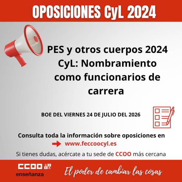 PES y otros cuerpos 2024 CyL: Nombramiento como funcionarios de carrera