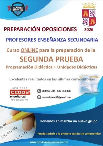 Oposiciones Secundaria y otros cuerpos 2025. Curso de preparación Segunda Prueba