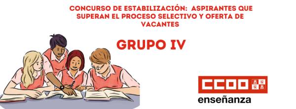 Grupo IV Concurso proceso de Estabilización: Aspirantes que superan el proceso selectivo y oferta de vacantes