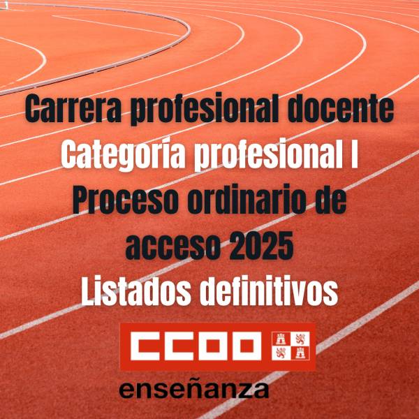 Carrera profesional docente. Categoría profesional I. Proceso ordinario de acceso 2025. Listados definitivos