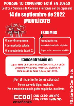 CCOO llama a la participación en las movilizaciones convocadas el 14 de septiembre en el sector de la discapacidad