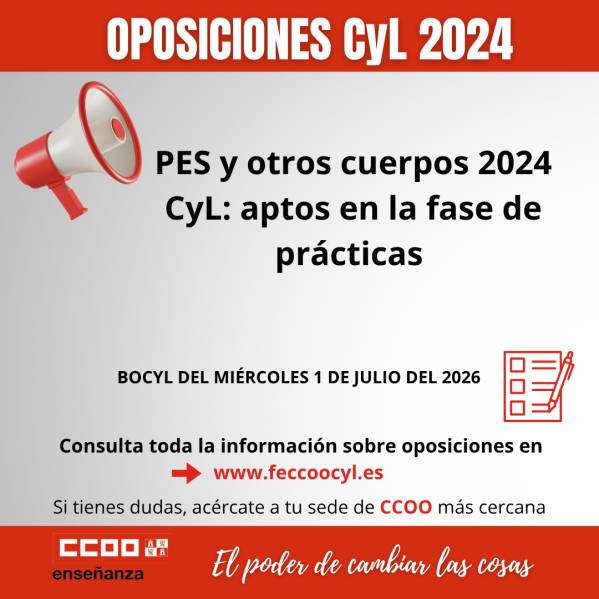 Oposiciones PES y O.C 2024 CyL. APTOS en la fase de prácticas. BOCYL 01/07/2026