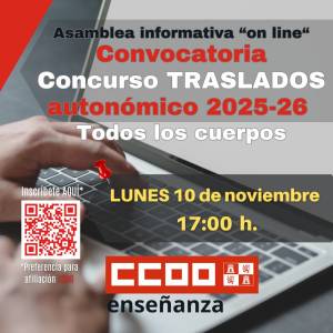 Asamblea informativa &quot;on line&quot;. Convocatoria Concurso de Traslados 2025-26