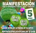 Manifiesto de la plataforma por la Escuela Pública ante las manifestaciones del 5 de junio contra la LOMCE y los recortes