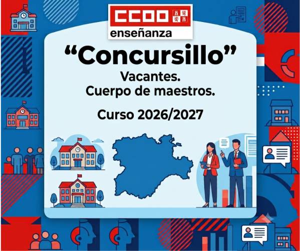 "Concursillo". Cuerpo de maestros Curso 2026 / 2027. Vacantes (Listado y Plazo de peticiones)
